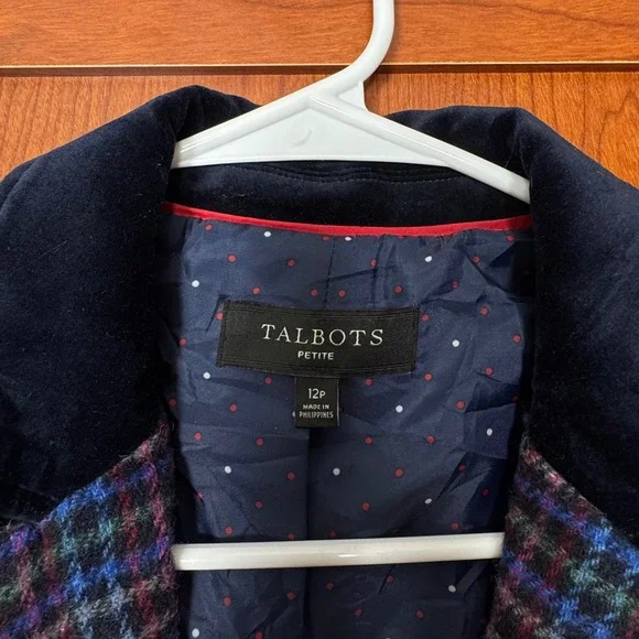 Talbots Mistletoe Plaid Shetland Wool Blazer Womens 12P Festive Eclectic Grandpa - Picture 3 of 11